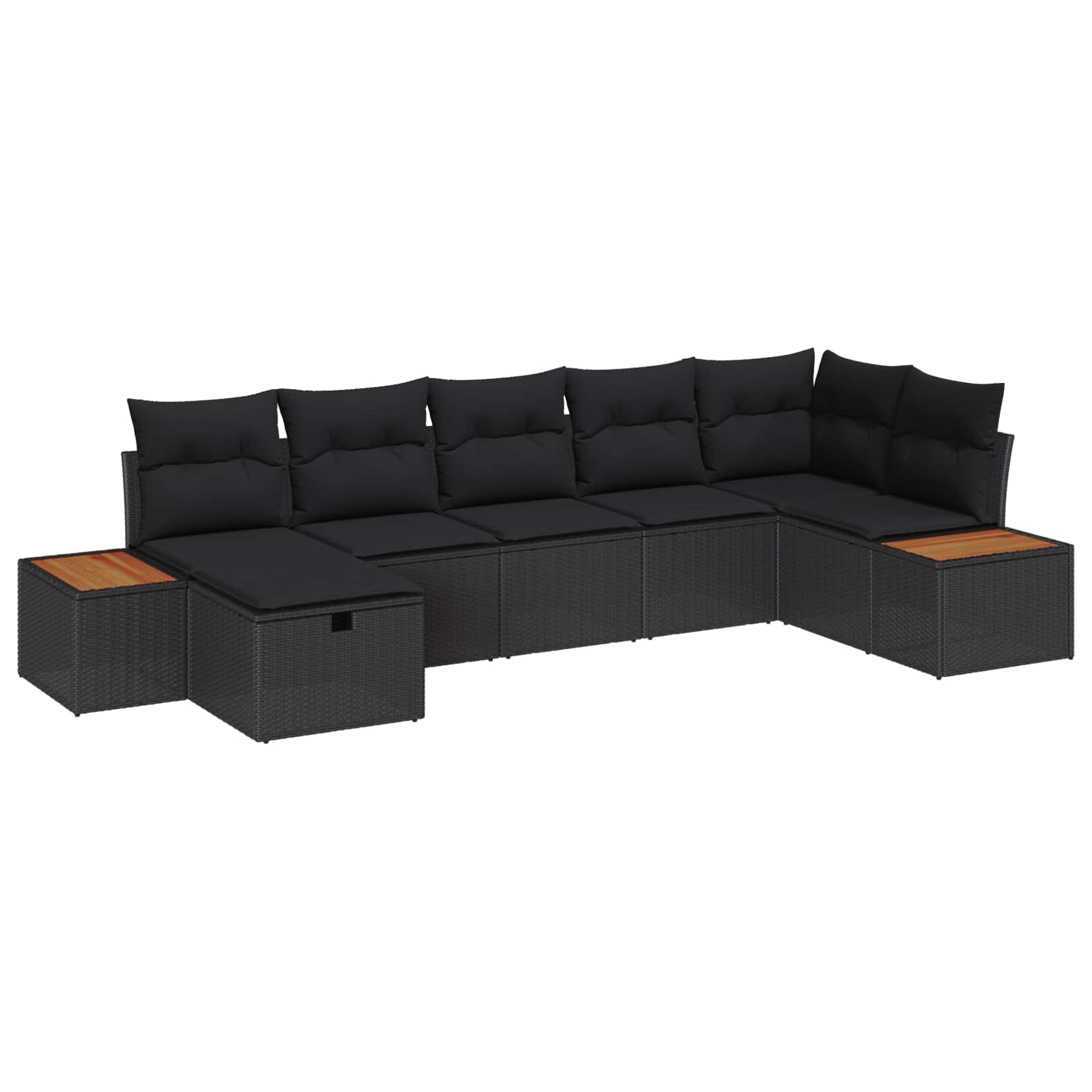 Ensemble de canapé de jardin avec coussin 8 pcs Noir polyrotin - XIOS