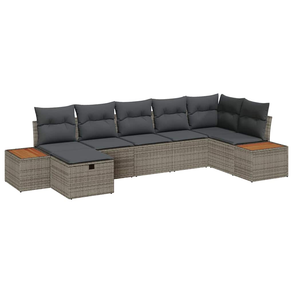 Ensemble de canapé de jardin avec coussin 7 pcs Gris polyrotin - XIOS