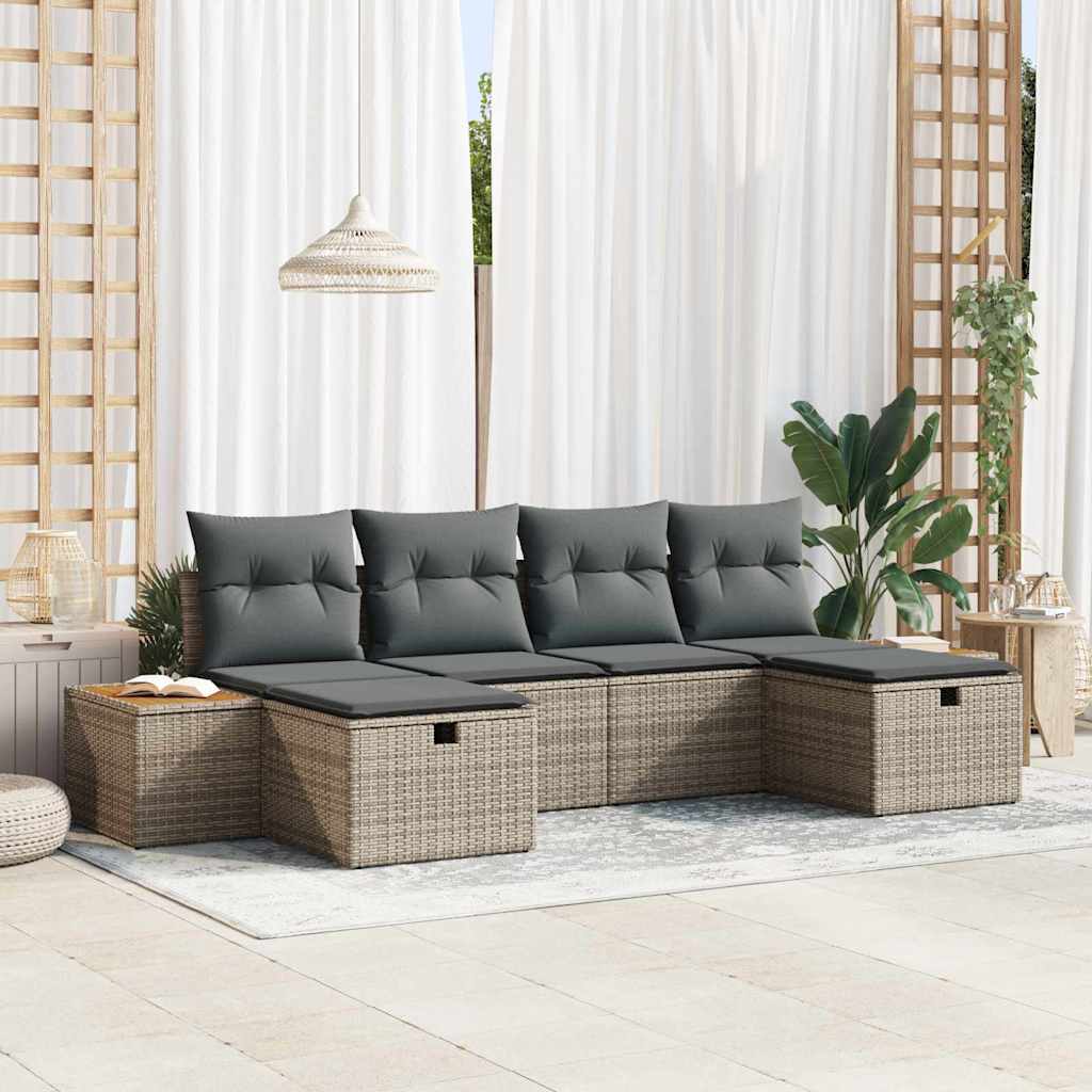 Ensemble de canapé de jardin avec coussin 6 pcs Gris polyrotin - XIOS