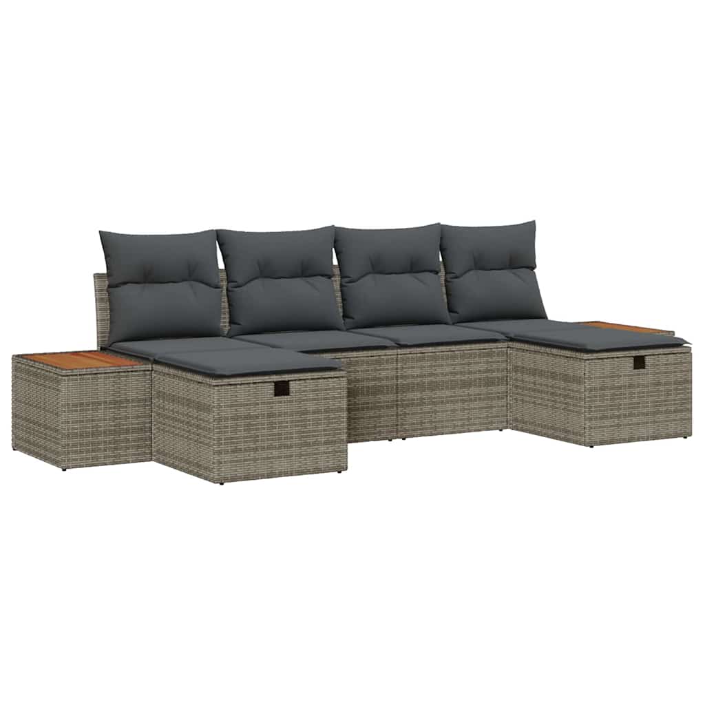 Ensemble de canapé de jardin avec coussin 6 pcs Gris polyrotin - XIOS