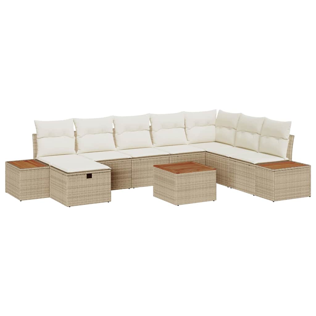 Ensemble de canapé de jardin avec coussin 9 pcs Beige polyrotin - XIOS
