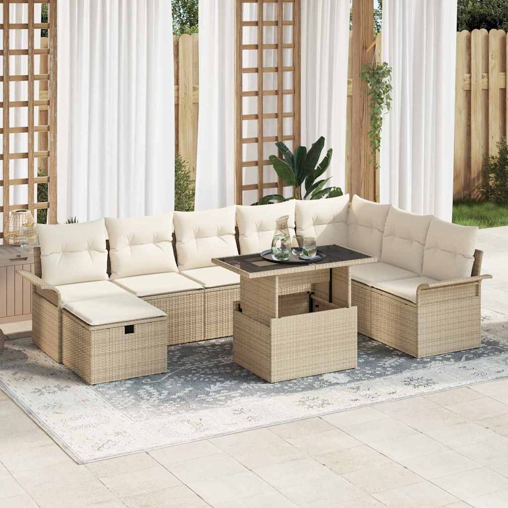 Ensemble de canapé de jardin 9 pcs Beige Poly rotin - XIOS
