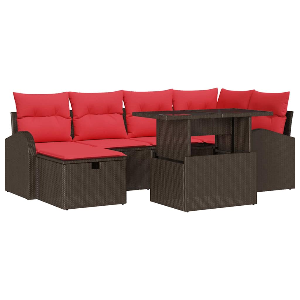 Ensemble de canapé de jardin 7 pcs Marron Poly rotin - XIOS