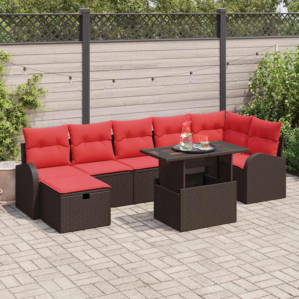 Ensemble de canapé de jardin 8 pcs Marron Poly rotin - XIOS