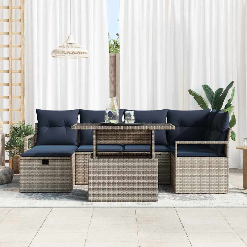 Ensemble de canapé de jardin avec coussin 7 pcs polyrotin - XIOS