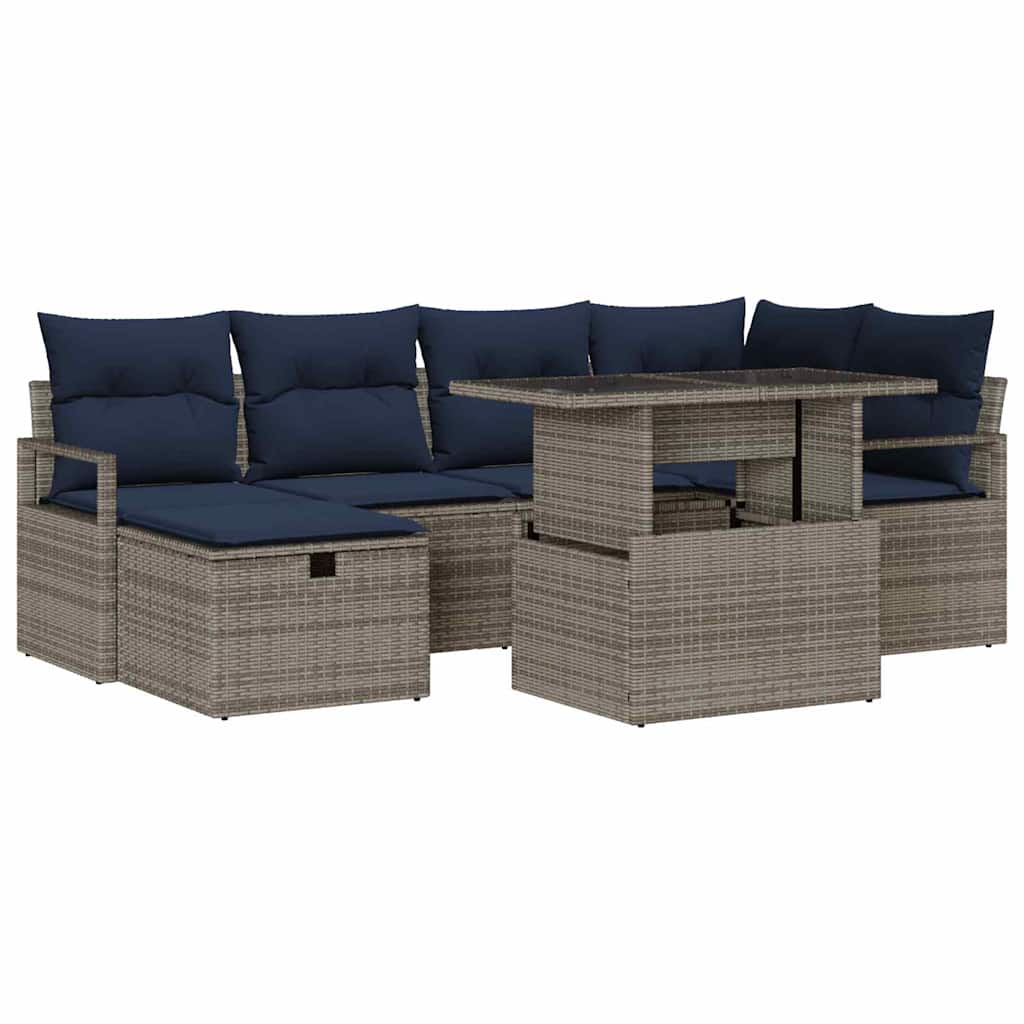 Ensemble de canapé de jardin avec coussin 7 pcs polyrotin - XIOS