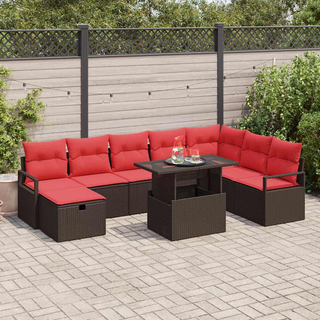 Ensemble de canapé de jardin avec coussin 9 pcs polyrotin - XIOS
