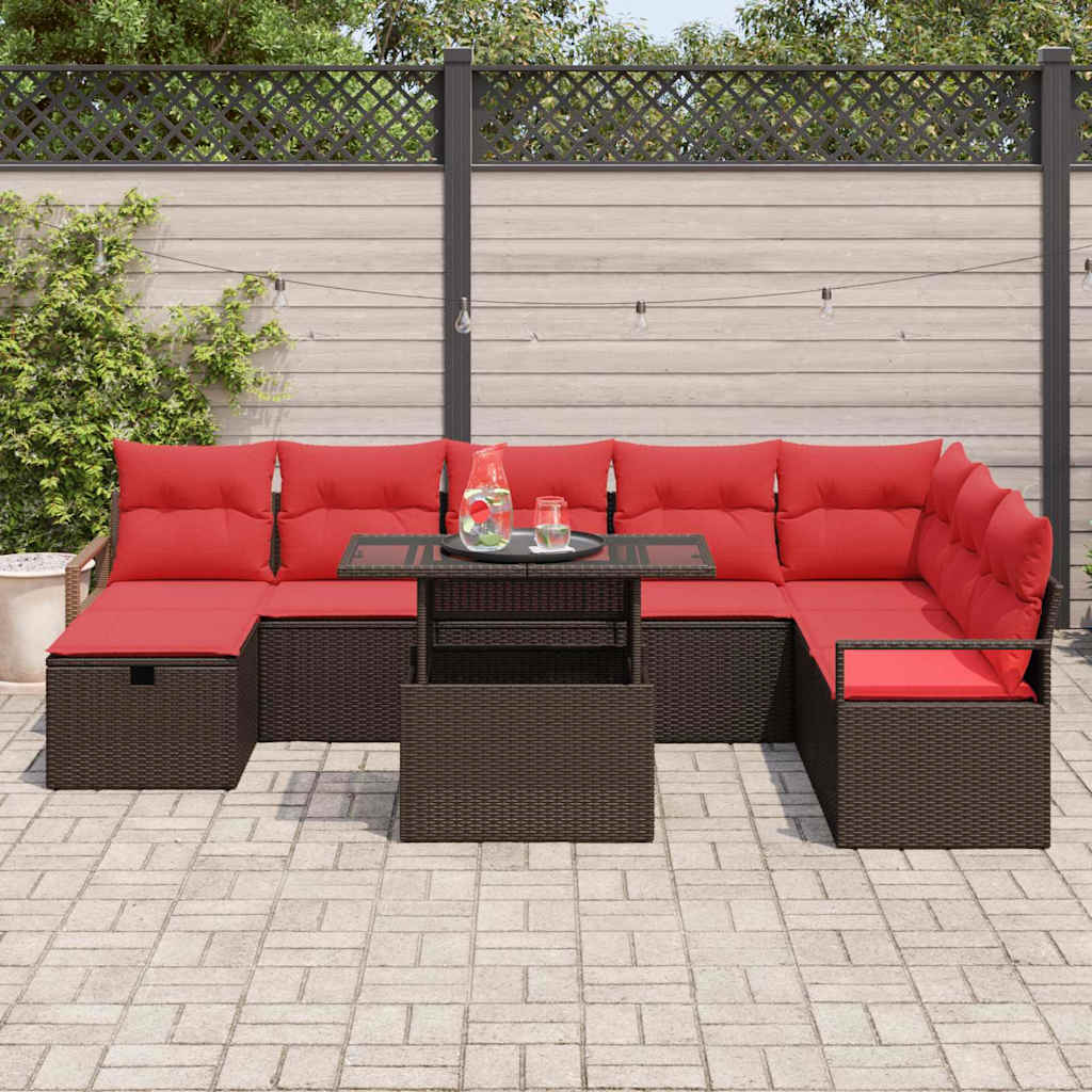 Ensemble de canapé de jardin avec coussin 9 pcs polyrotin - XIOS