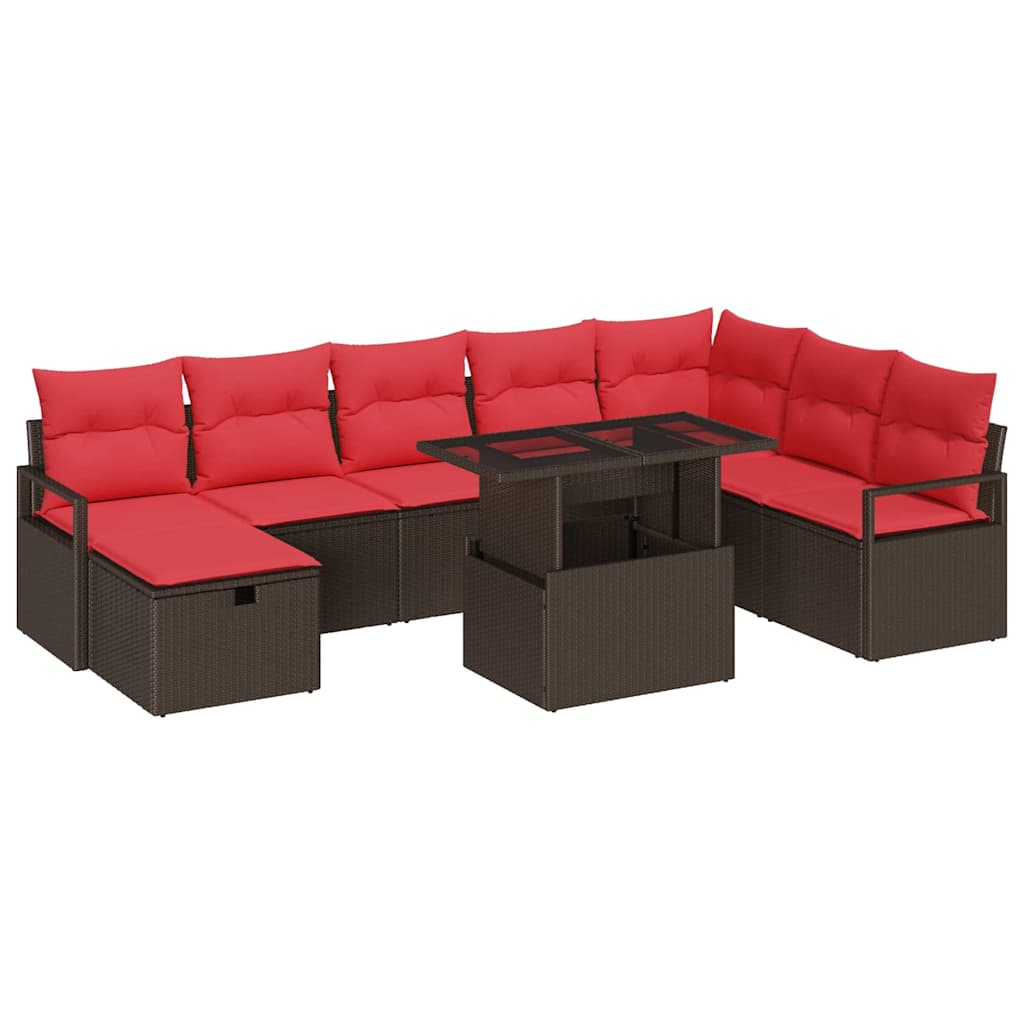 Ensemble de canapé de jardin avec coussin 9 pcs polyrotin - XIOS