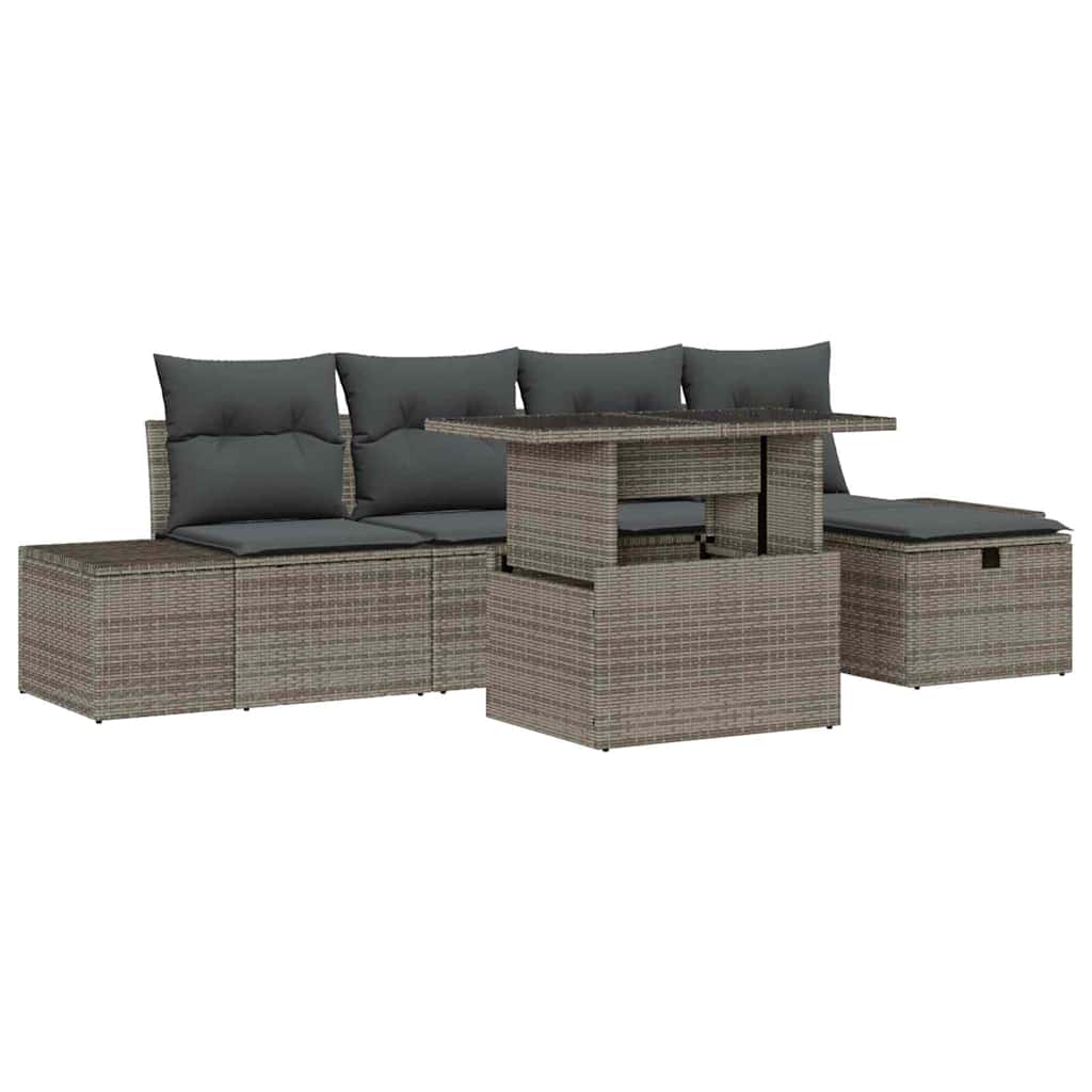 Ensemble de canapé de jardin avec coussin 6 pcs Poly rotin - XIOS