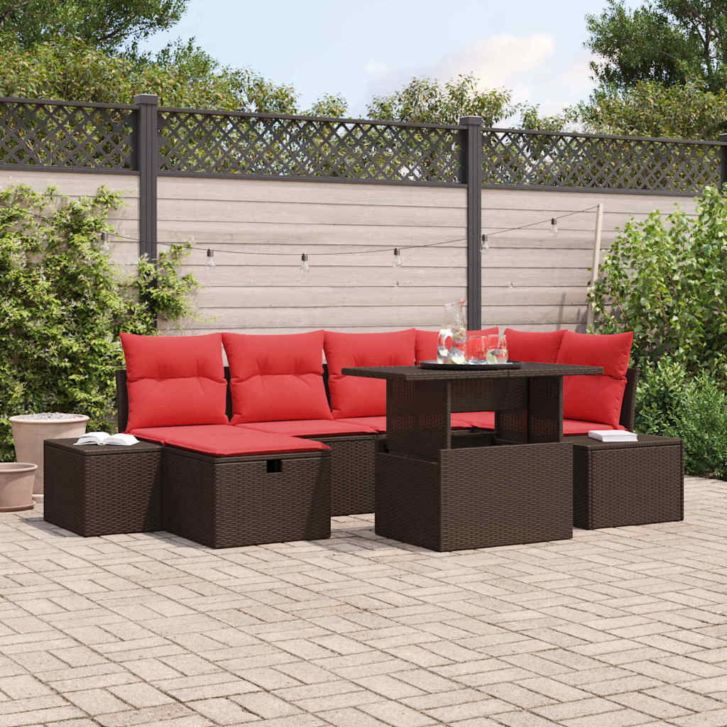 Ensemble de canapé de jardin avec coussin 7 pcs polyrotin - XIOS