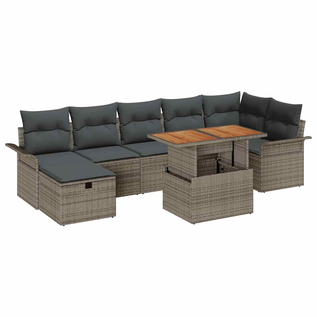Ensemble de canapé de jardin avec coussin 8 pcs Gris polyrotin - XIOS