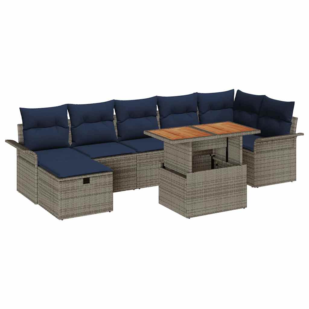 Ensemble de canapé de jardin avec coussin 8 pcs Gris polyrotin - XIOS