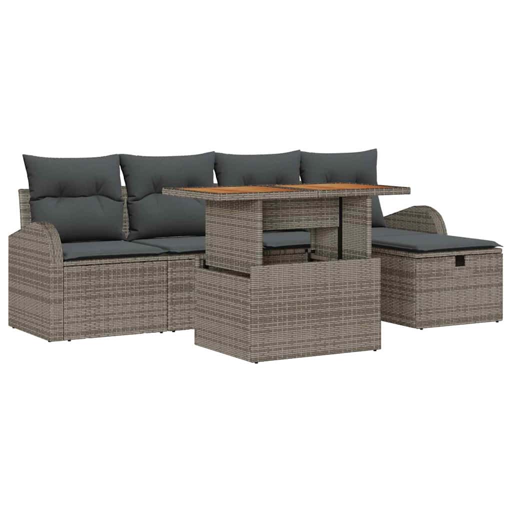 Ensemble de canapé de jardin avec coussin 6 pcs Gris polyrotin - XIOS