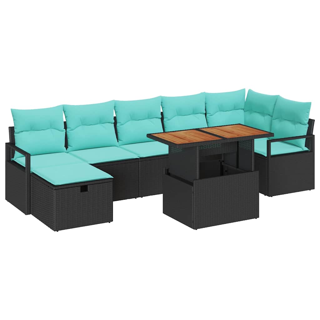 Ensemble de canapé de jardin avec coussin 8 pcs Noir polyrotin - XIOS