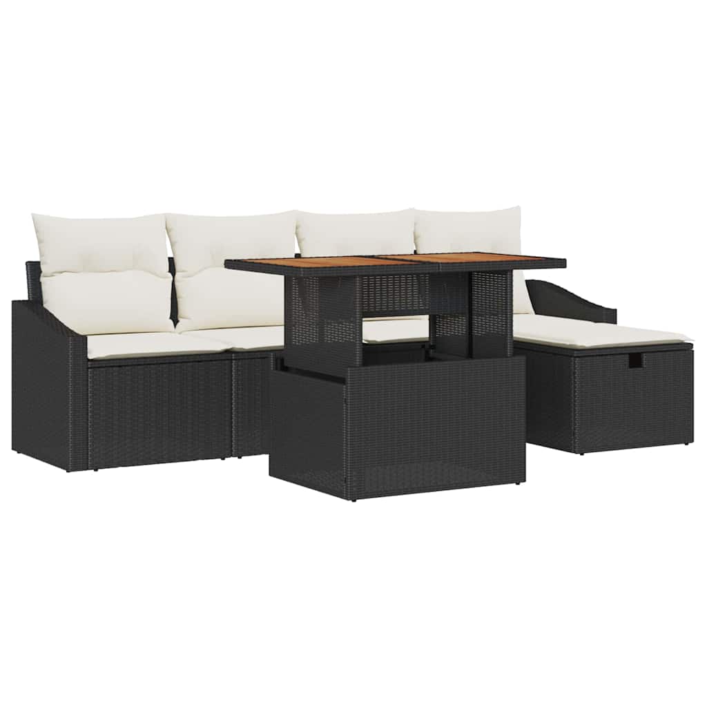 Ensemble de canapé de jardin avec coussin 6 pcs Noir polyrotin - XIOS