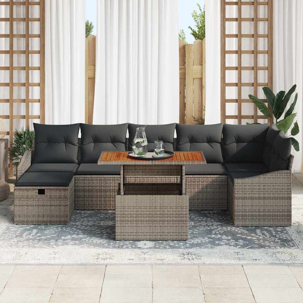 Ensemble de canapé de jardin avec coussin 8 pcs Gris polyrotin - XIOS