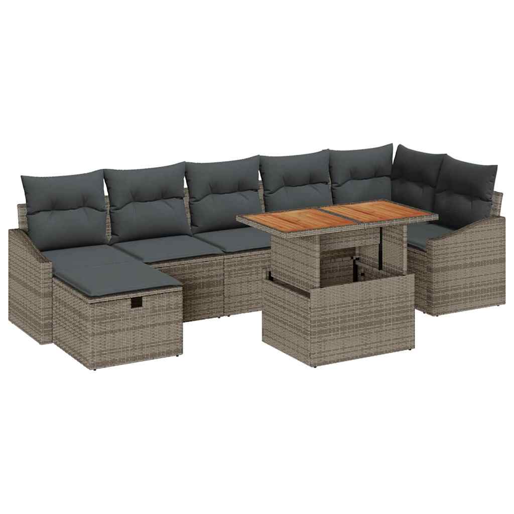 Ensemble de canapé de jardin avec coussin 8 pcs Gris polyrotin - XIOS