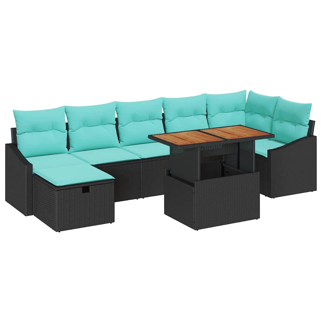 Ensemble de canapé de jardin avec coussin 8 pcs Noir polyrotin - XIOS