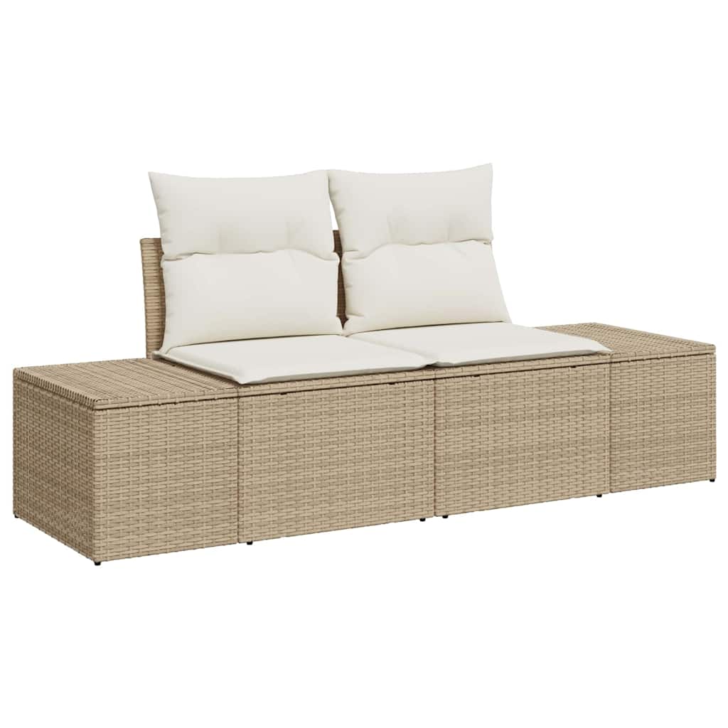 Ensemble de canapé de jardin avec coussin 9 pcs Beige polyrotin - XIOS