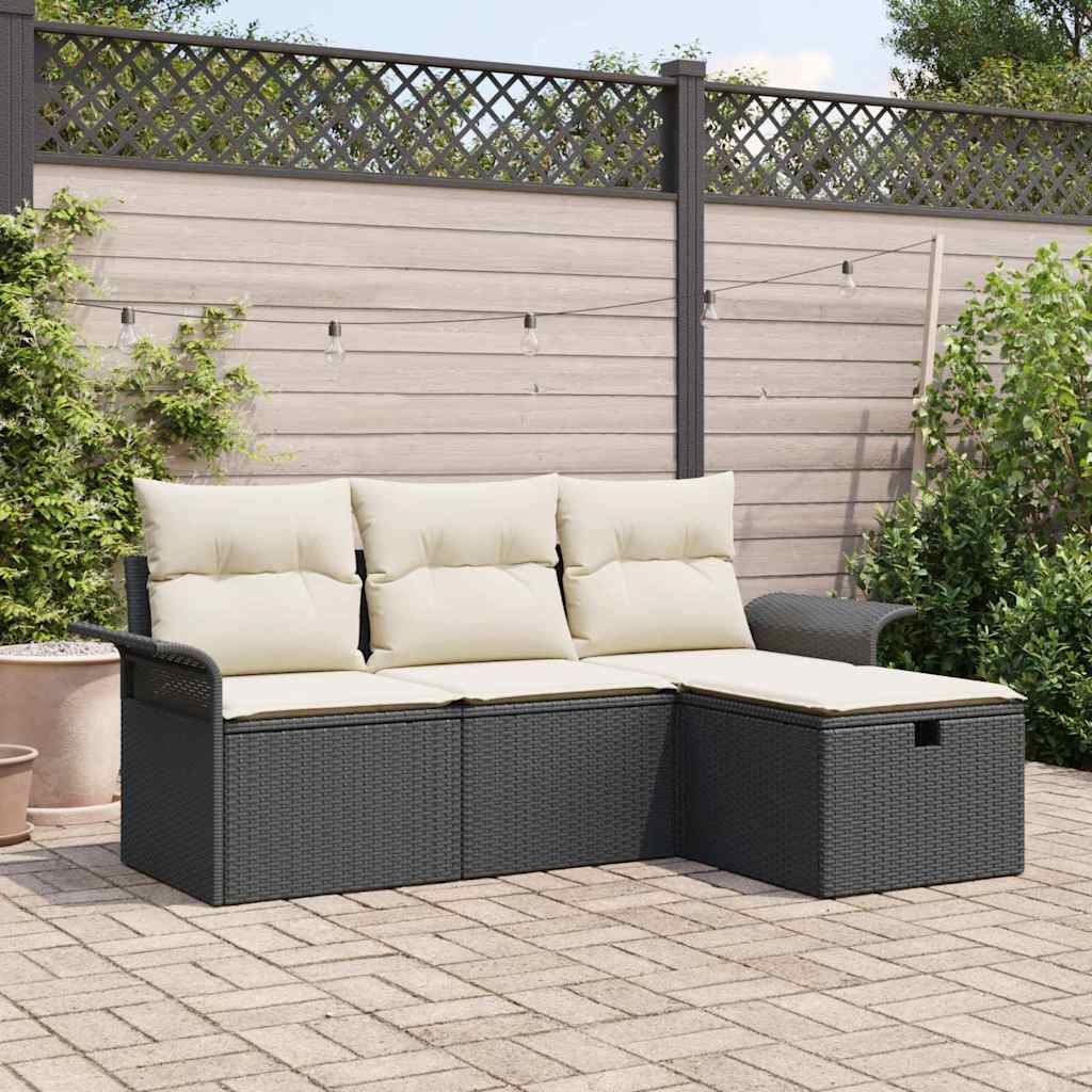 Ensemble de canapé de jardin avec coussin 4 pcs Poly rotin - XIOS