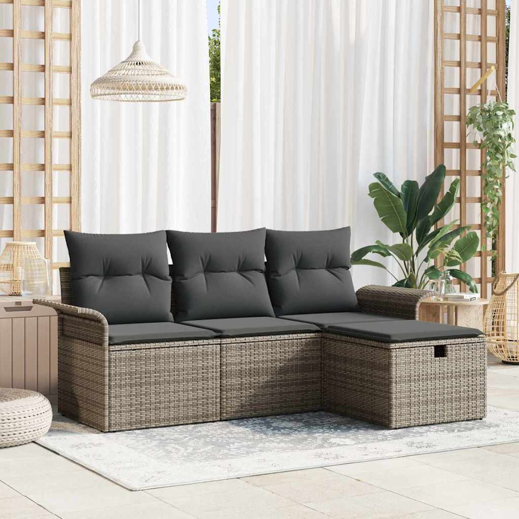 Ensemble de canapé de jardin avec coussin 4 pcs Poly rotin - XIOS