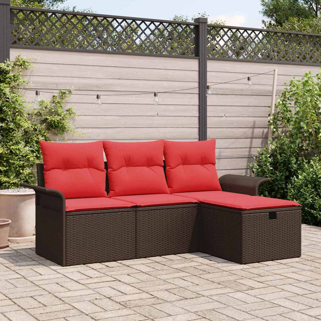 Ensemble de canapé de jardin avec coussin 4 pcs Poly rotin - XIOS