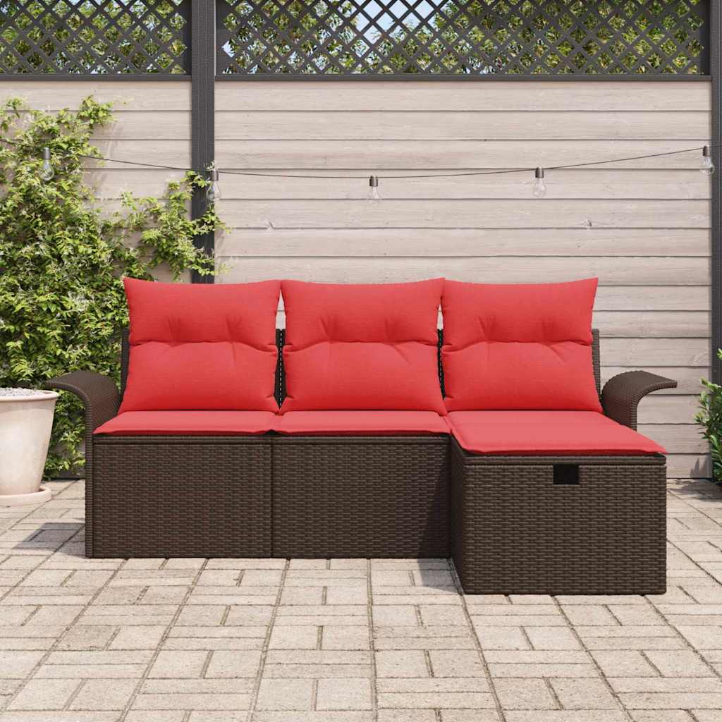 Ensemble de canapé de jardin avec coussin 4 pcs Poly rotin - XIOS