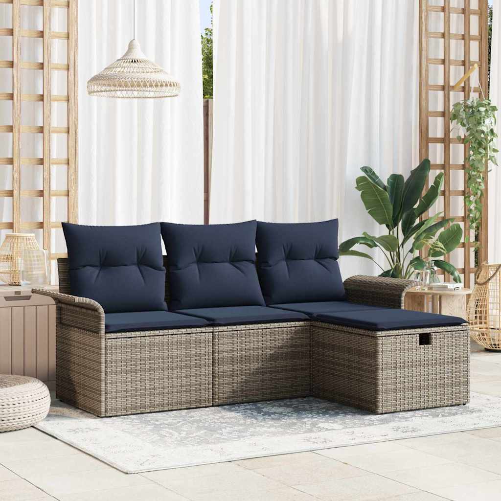 Ensemble de canapé de jardin avec coussin 4 pcs Poly rotin - XIOS