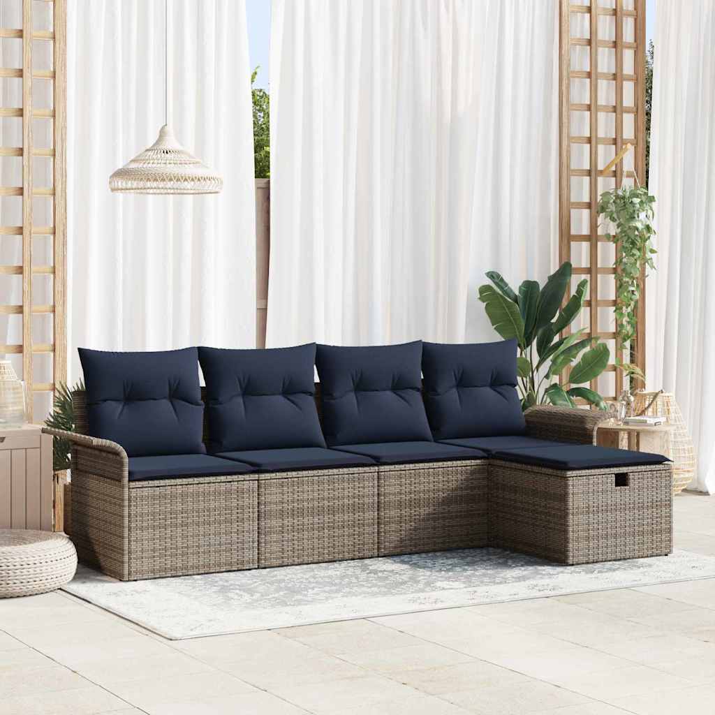 Ensemble de canapé de jardin avec coussin 5 pcs Poly rotin - XIOS