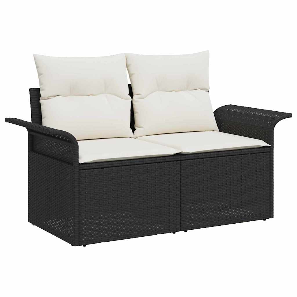 Ensemble de canapé de jardin avec coussin 6 pcs Noir Poly rotin - XIOS