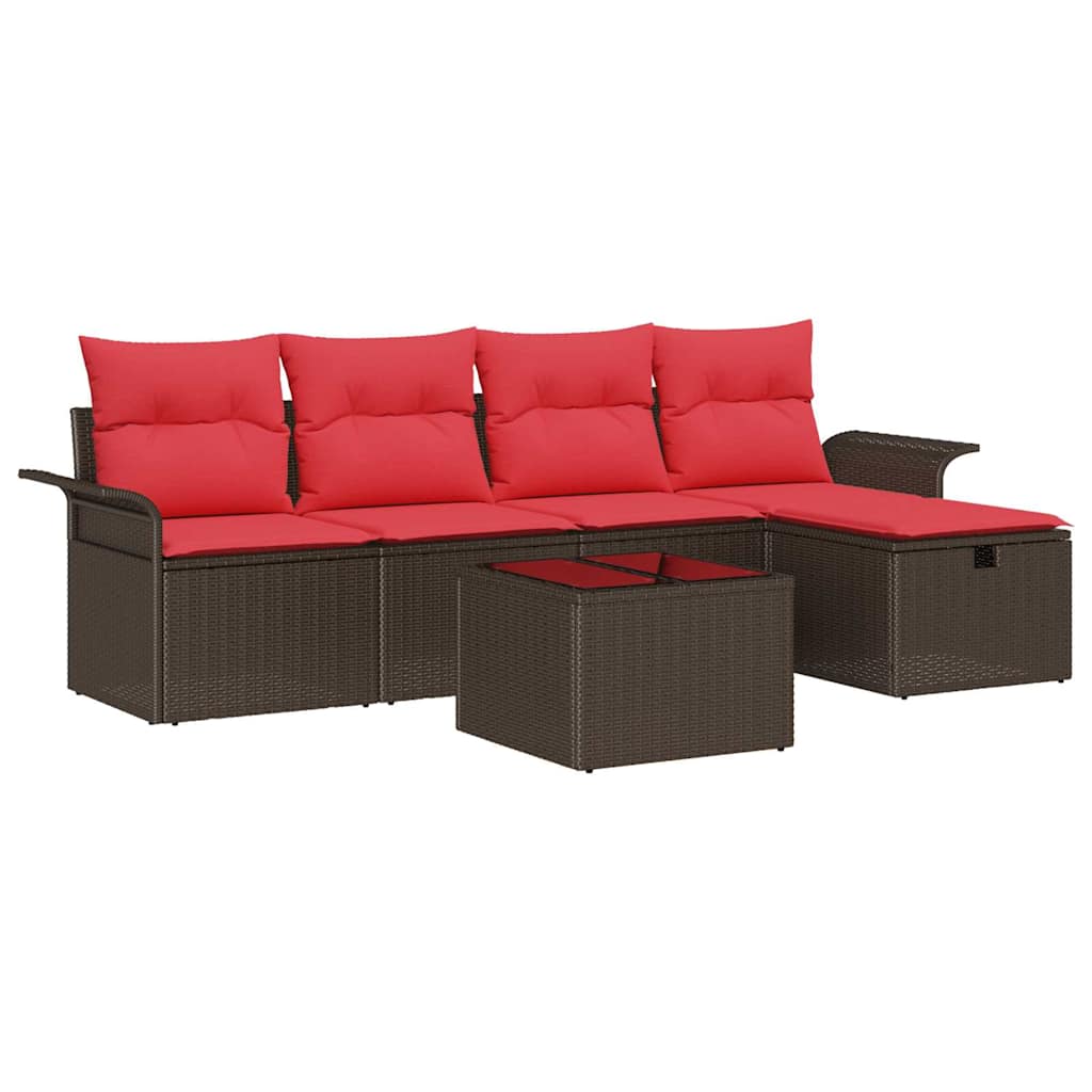 Ensemble de canapé de jardin avec coussin 6 pcs Poly rotin - XIOS