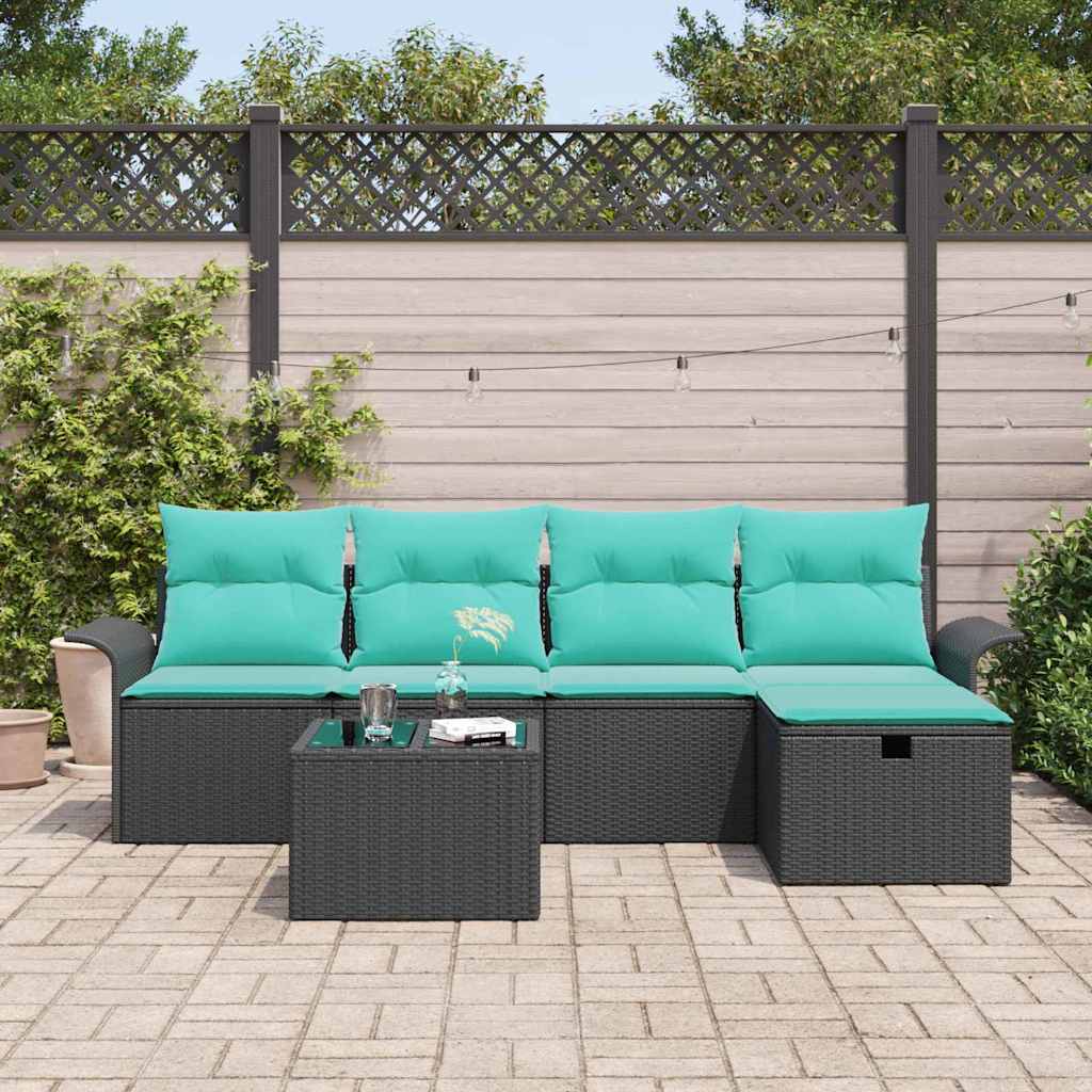 Ensemble de canapé de jardin avec coussin 6 pcs Poly rotin - XIOS
