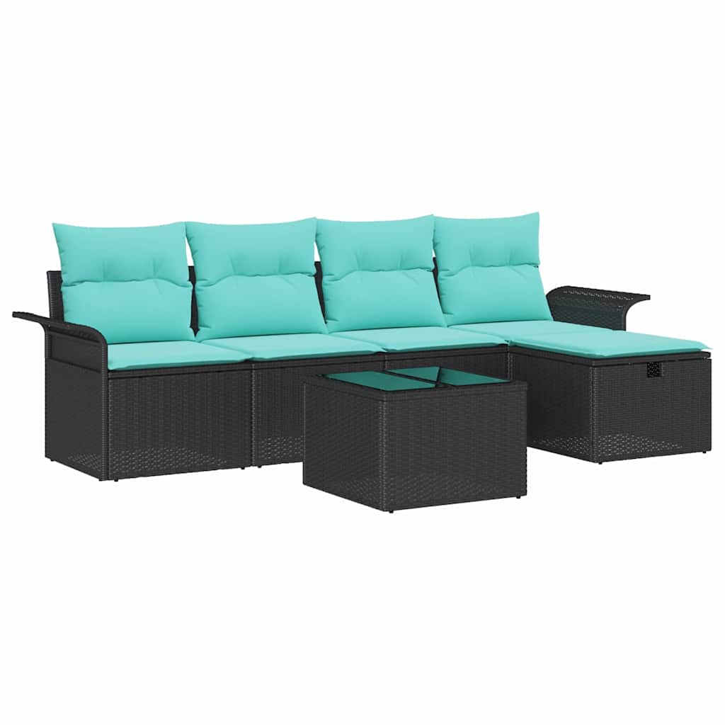 Ensemble de canapé de jardin avec coussin 6 pcs Poly rotin - XIOS