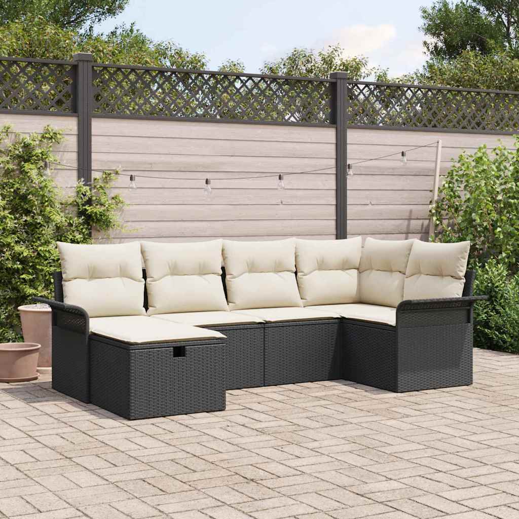 Ensemble de canapé de jardin avec coussin 6 pcs Poly rotin - XIOS