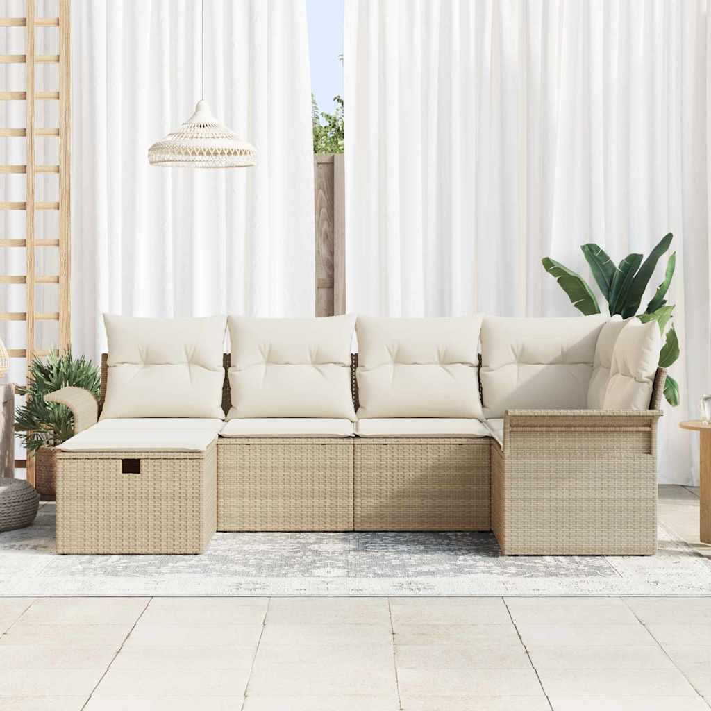 Ensemble de canapé de jardin 6 pc Poly rotin