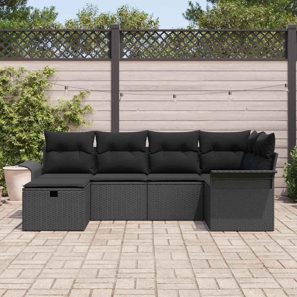 Ensemble de canapé de jardin avec coussin 6 pcs Poly rotin - XIOS