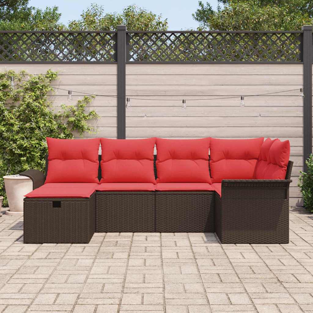 Ensemble de canapé de jardin avec coussin 6 pcs Poly rotin - XIOS