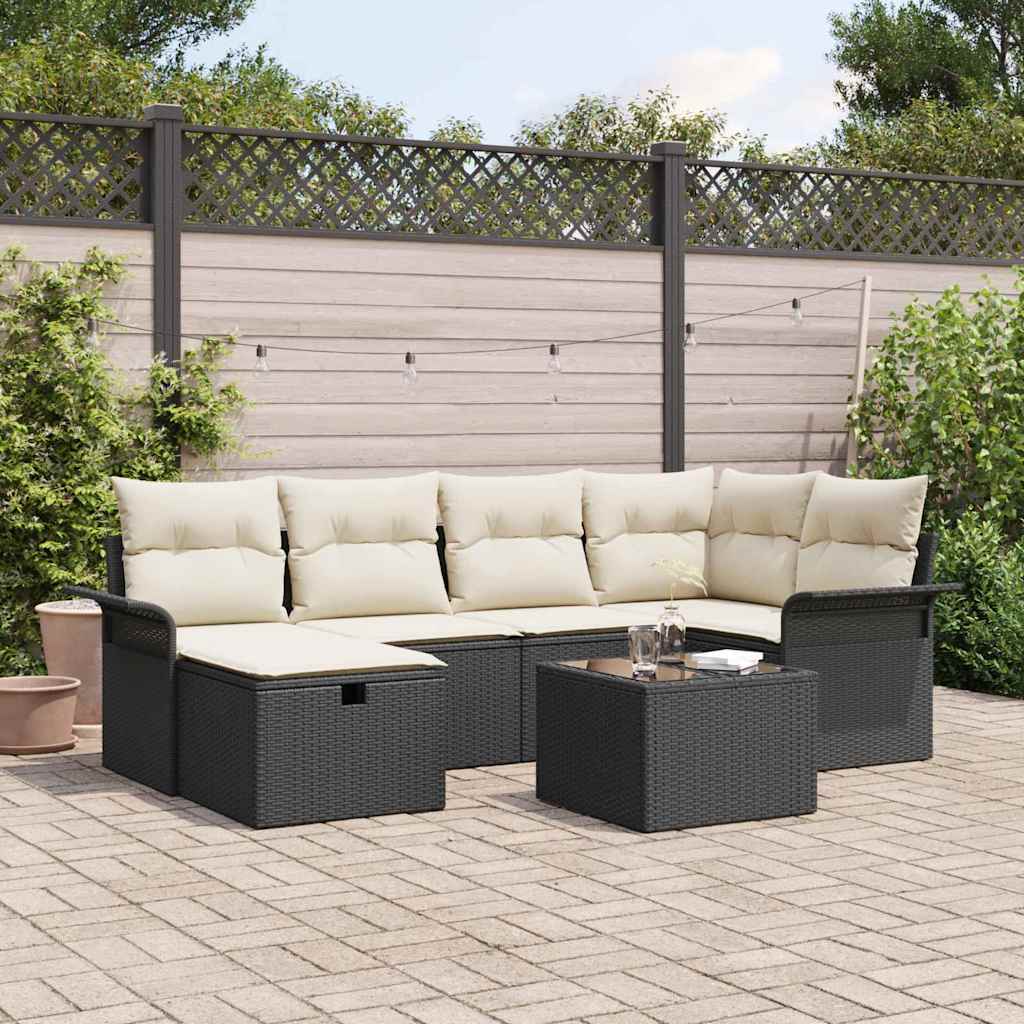 Ensemble de canapé de jardin avec coussin 7 pcs Poly rotin - XIOS