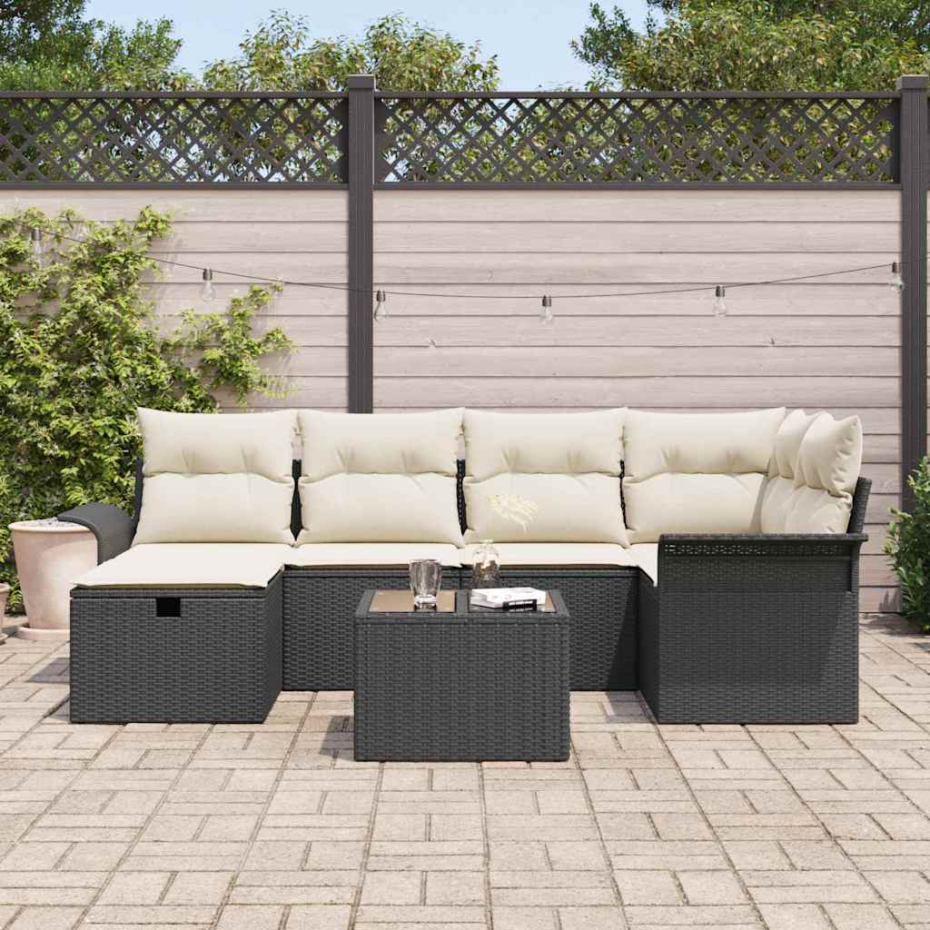 Ensemble de canapé de jardin avec coussin 7 pcs Poly rotin - XIOS
