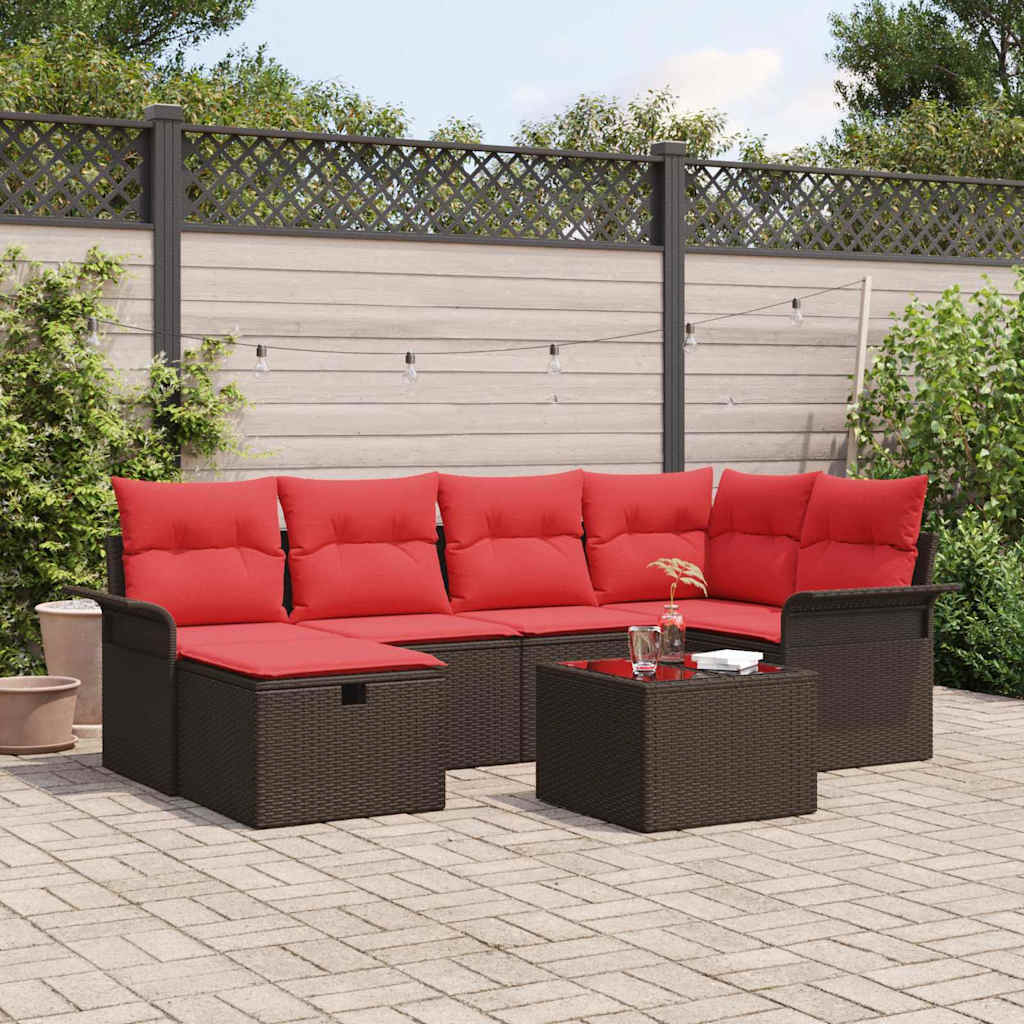 Ensemble de canapé de jardin avec coussin 7 pcs Poly rotin - XIOS