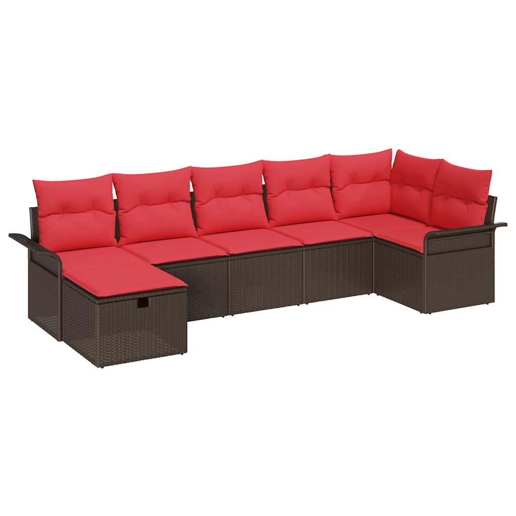 Ensemble de canapé de jardin 7 pcs Marron Poly rotin - XIOS