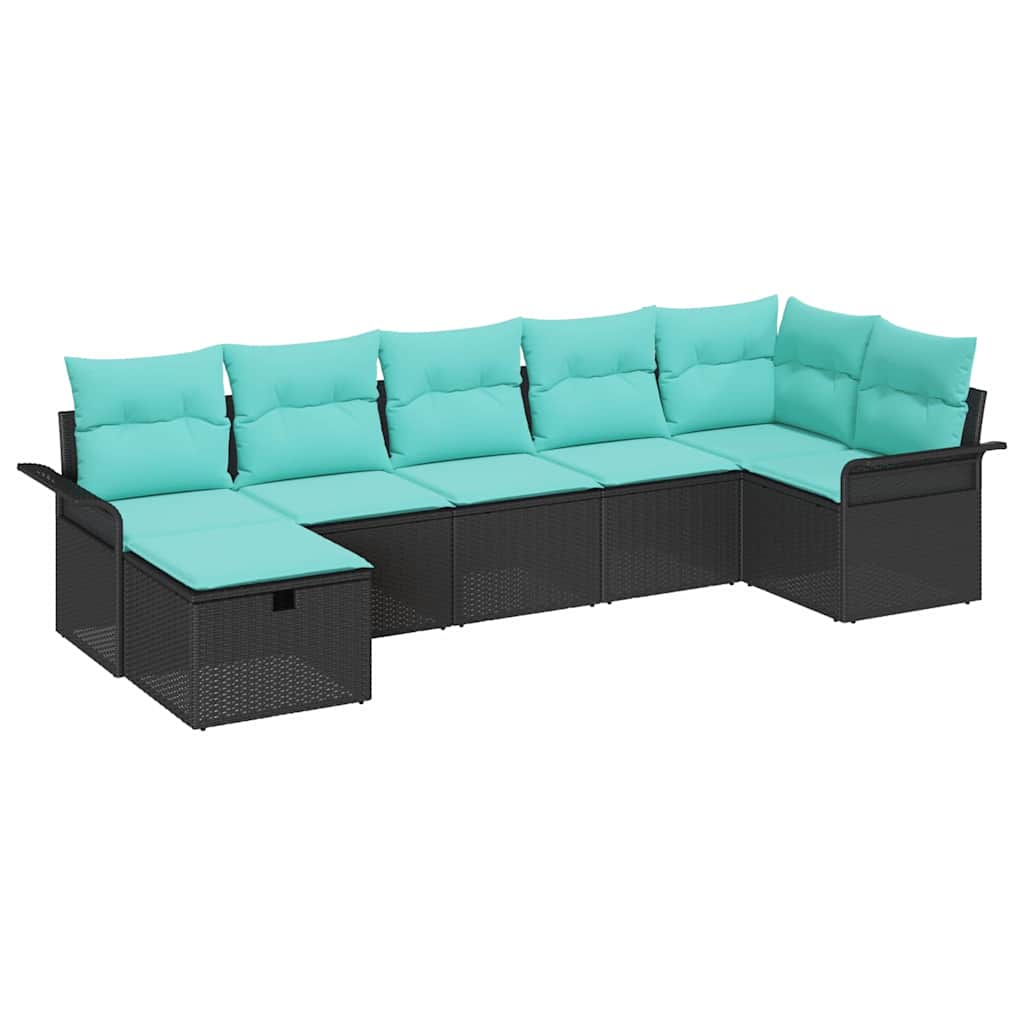 Ensemble de canapé de jardin avec coussin 7 pcs Poly rotin - XIOS