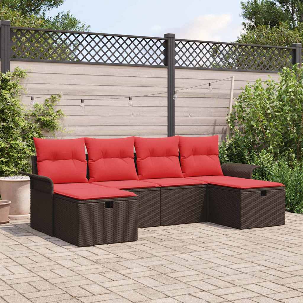 Ensemble de canapé de jardin avec coussin 6 pcs Poly rotin - XIOS