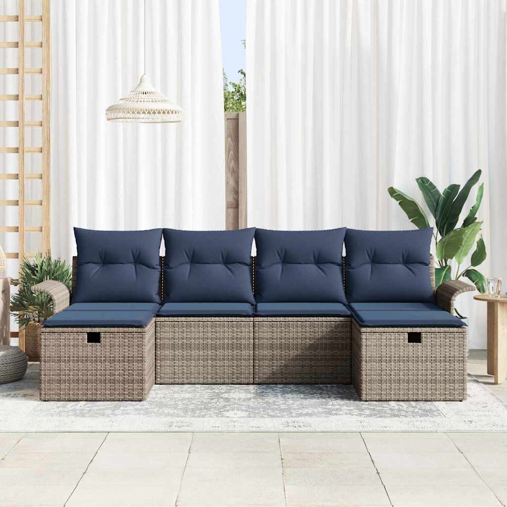 Ensemble de canapé de jardin avec coussin 6 pcs Poly rotin - XIOS