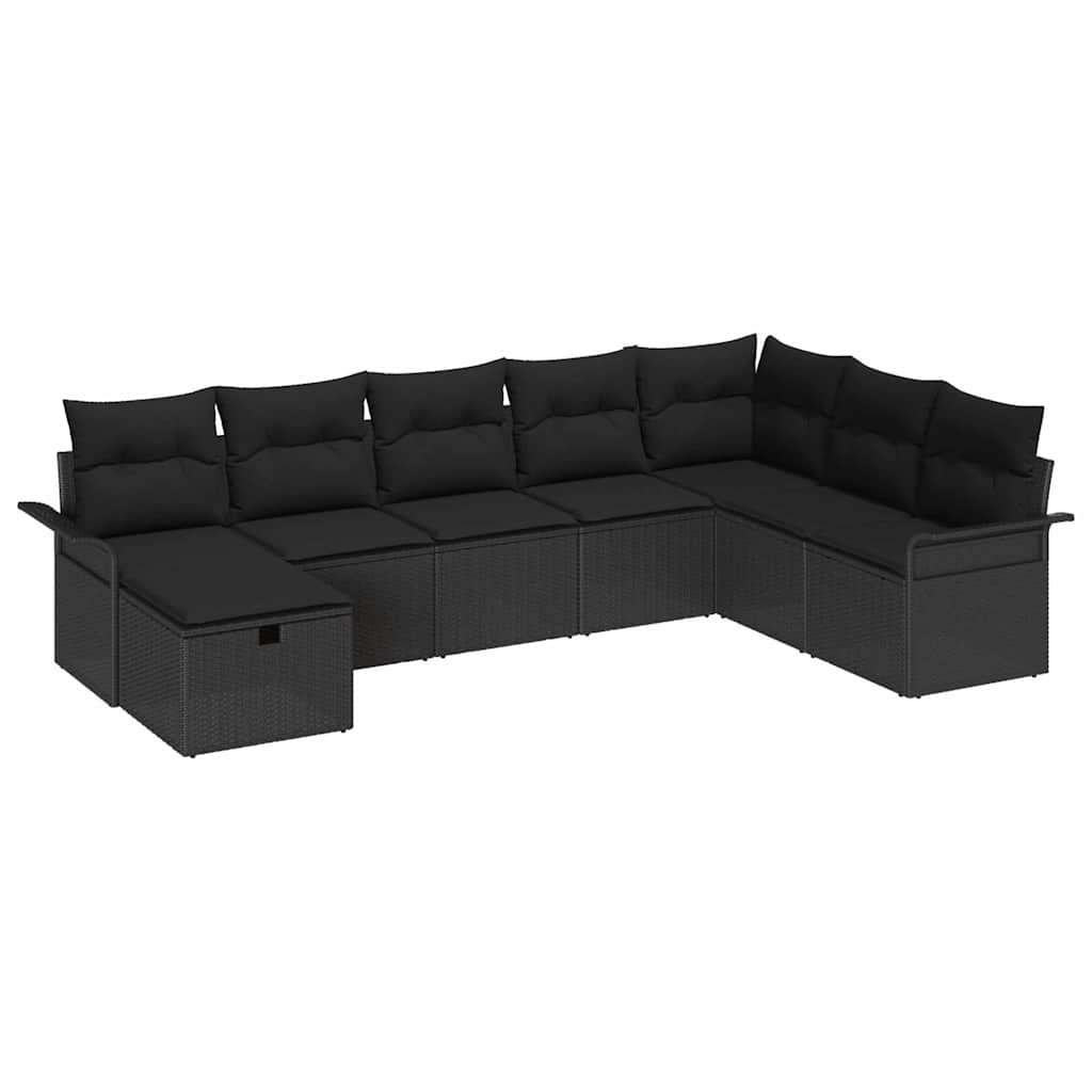 Ensemble de canapé de jardin avec coussin 8 pcs Noir Poly rotin - XIOS