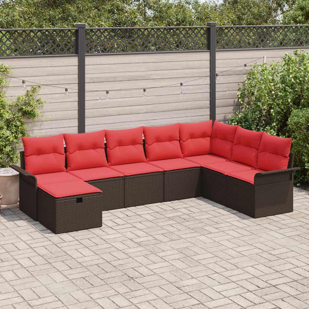 Ensemble de canapé de jardin avec coussin 8 pcs Poly rotin - XIOS