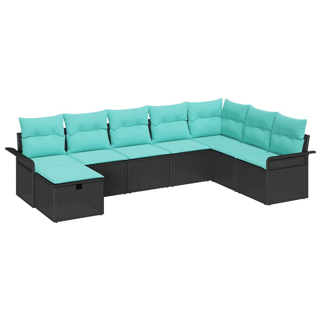 Ensemble de canapé de jardin avec coussin 8 pcs Noir Poly rotin - XIOS