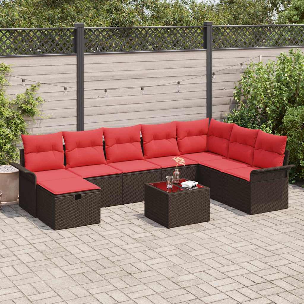 Ensemble de canapé de jardin avec coussin 9 pcs Poly rotin - XIOS
