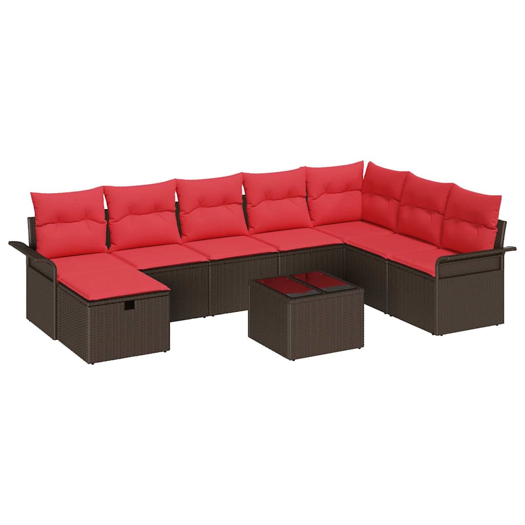 Ensemble de canapé de jardin avec coussin 9 pcs Poly rotin - XIOS